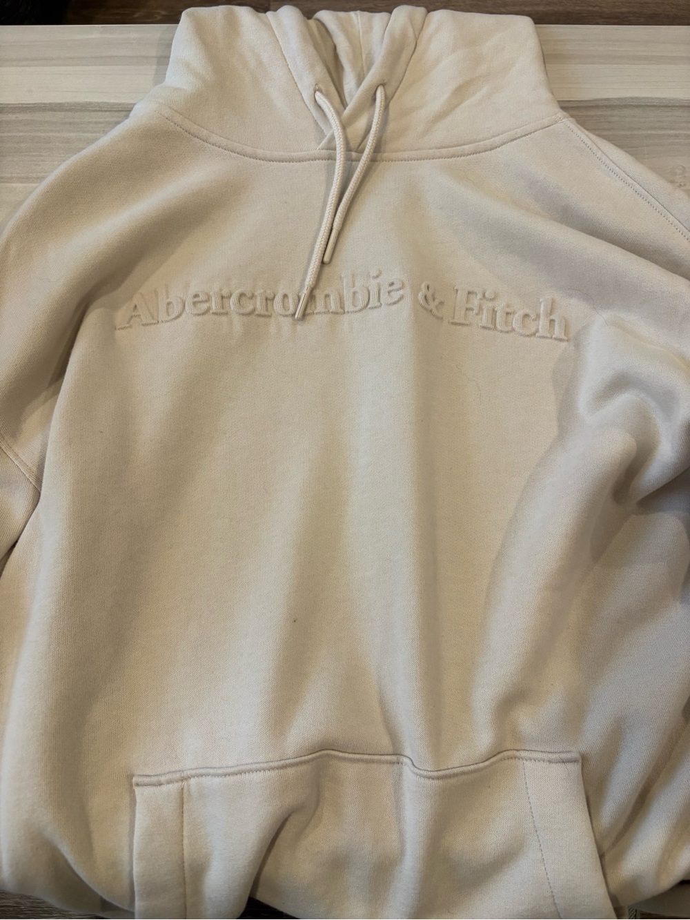 Abercrombie & Fitch Cream Embossed Logo Hoodie